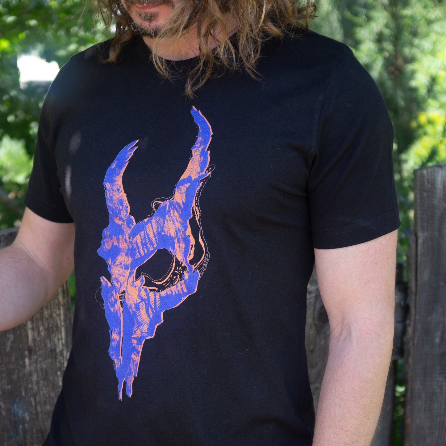 Skull - Purple & Orange - Premium Unisex Crewneck T-shirt