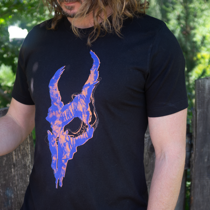 Skull - Purple & Orange - Premium Unisex Crewneck T-shirt