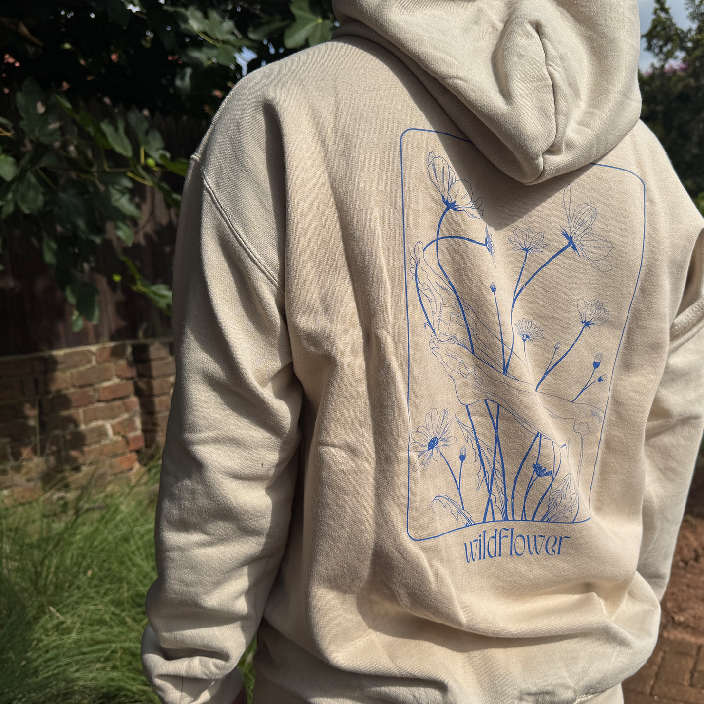Wildflower (cobalt) - Midweight Fleece Hoodie