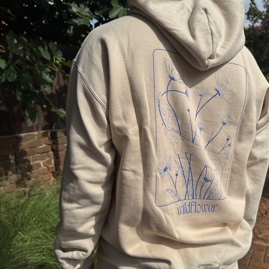 Wildflower (cobalt) - Midweight Fleece Hoodie