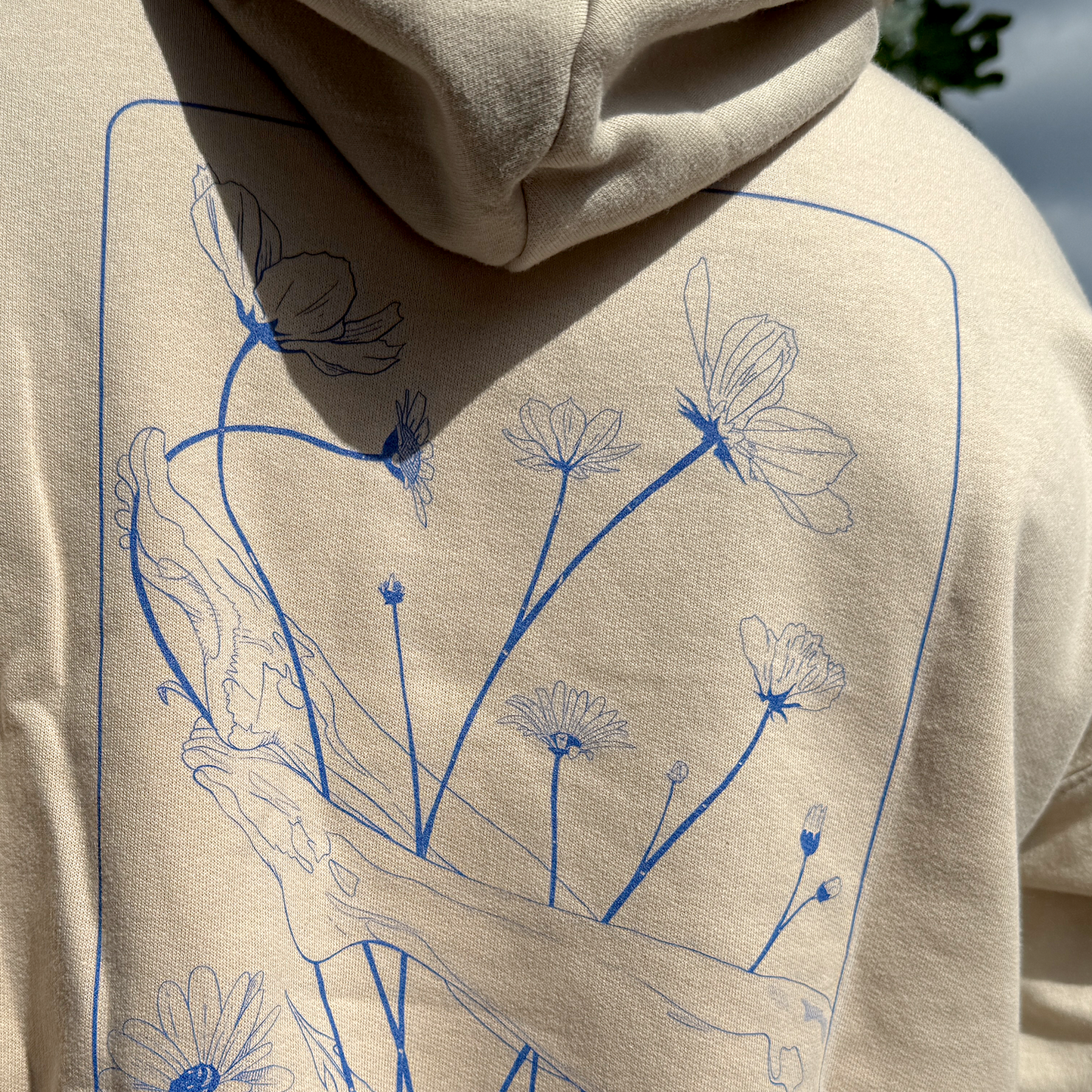 Wildflower (cobalt) - Midweight Fleece Hoodie